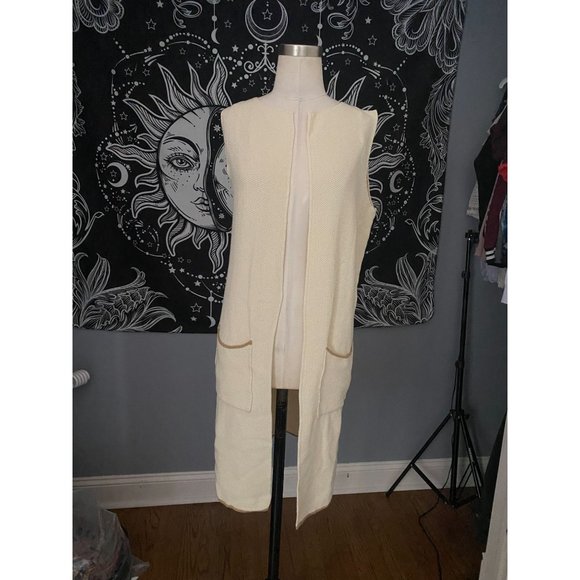 NWT Cocogio Ecru long duster vest OSFA - Picture 2 of 5